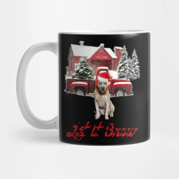 Pitbull Let It Snow Tree Farm Red Truck Christmas by cyberpunk art